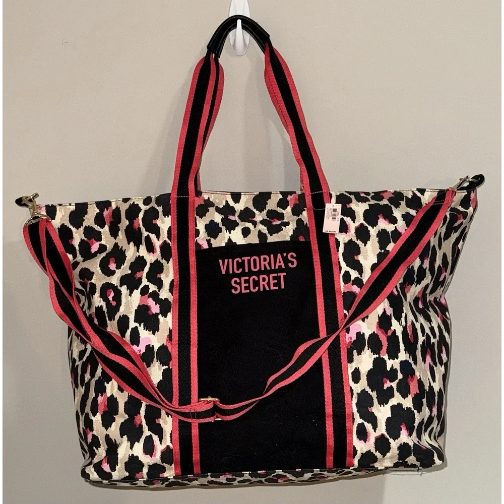VICTORIAS SECRET WILD LEOPARD DUFFLE TOTE BAG WEEKENDER PURSE GYM BEACH